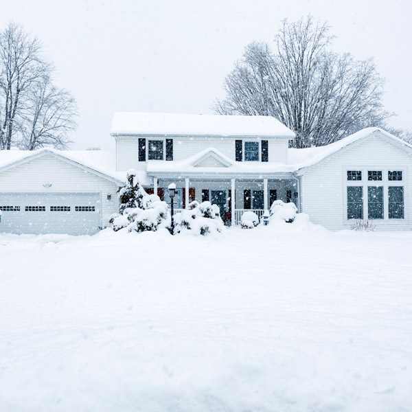snow covered house